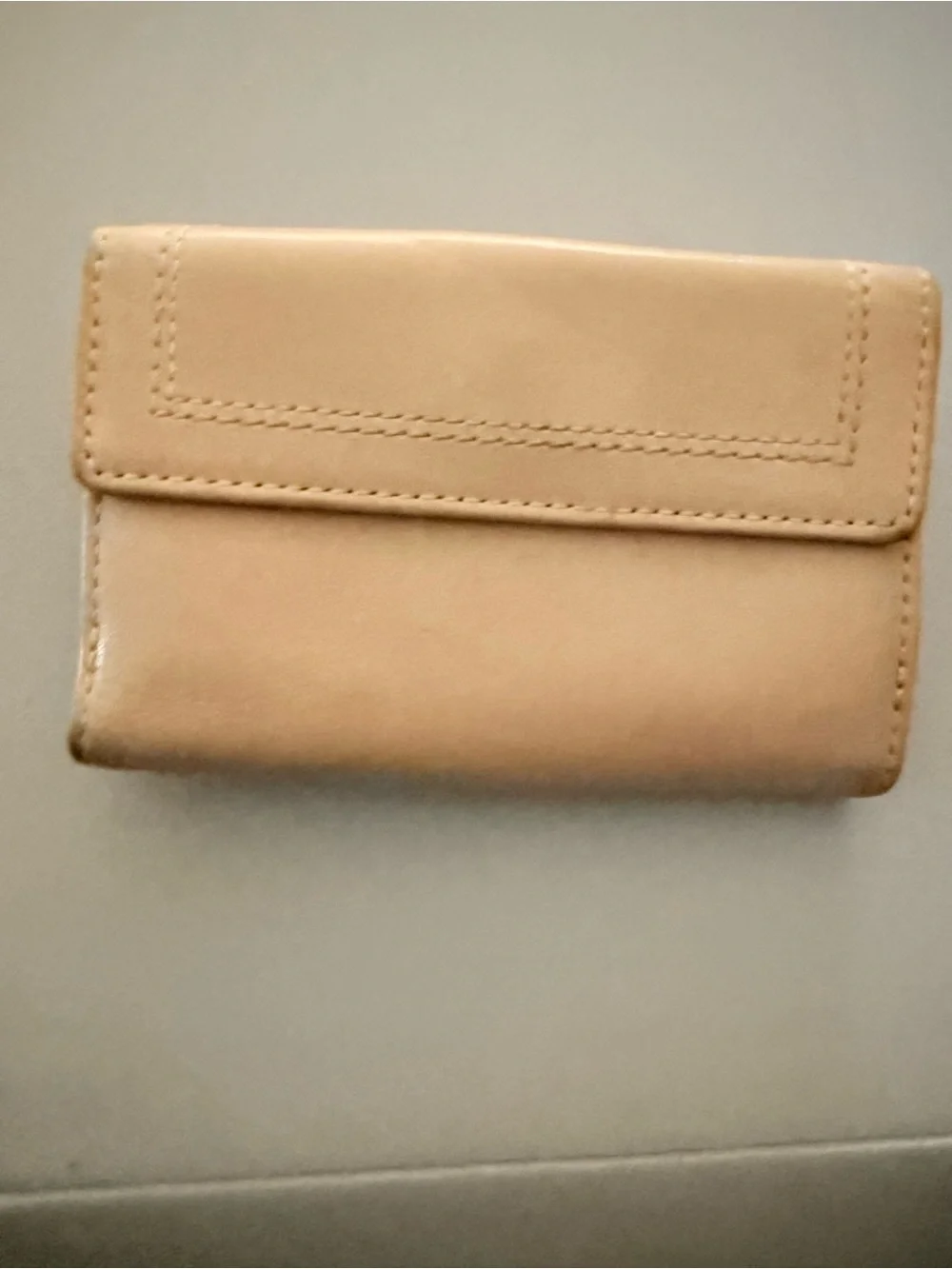 Coach Beige Leather Buckle Compact Wallet